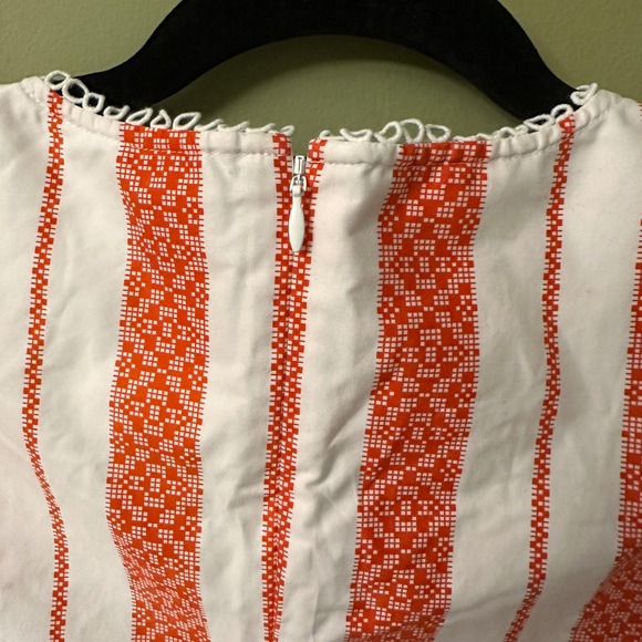 Draper James Orange White Stripe Embroidered Sleeveless Top Size 14 - Picture 6 of 10